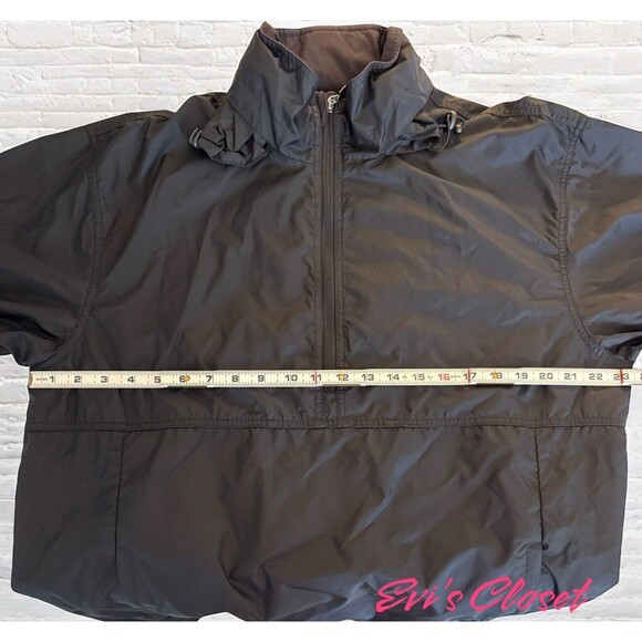 Acuity Mens Black Pullover Windbreaker Golf Rain Jacket 1/4 zip Hidden Hood Sz M - Picture 12 of 15
